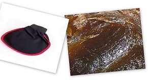 Savon noir à l'huile d'argan bio+Kessa INDÉCHIRABLE gant de gommage qualité supérieure "Marque déposée"